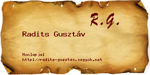 Radits Gusztáv névjegykártya